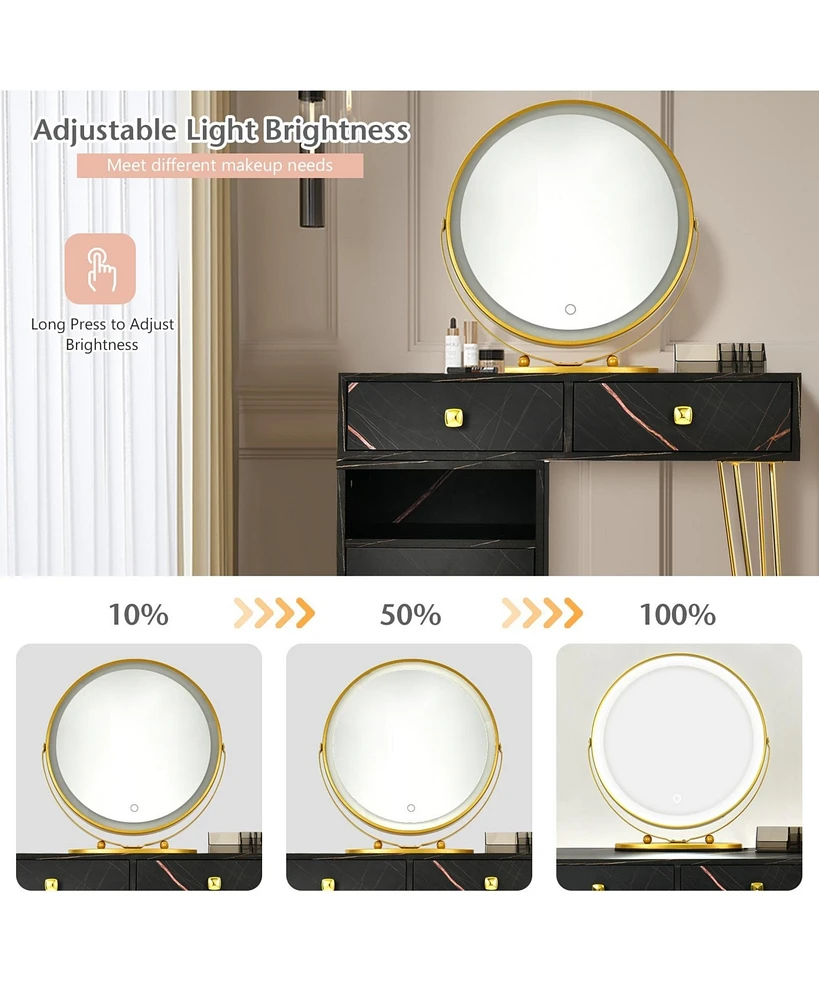 Modern Dressing Table with Storage Cabinet-Black