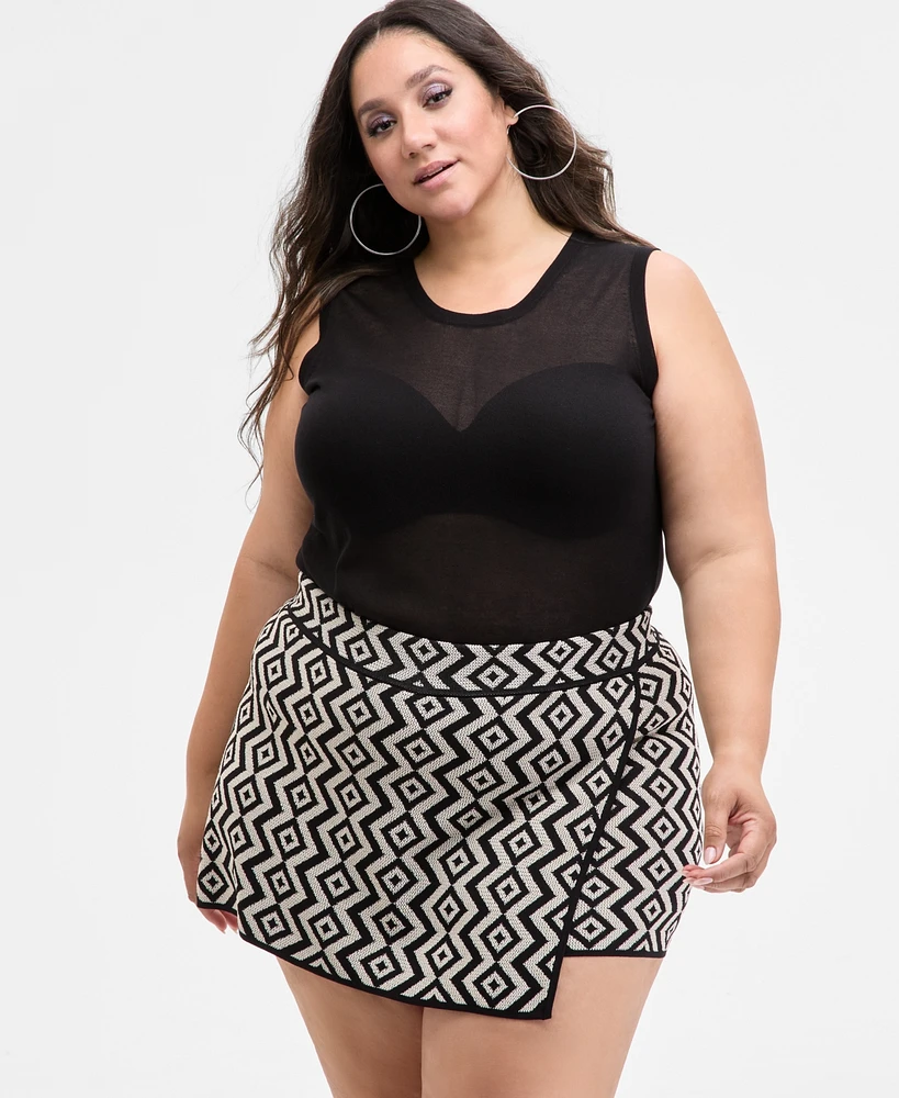 Nina Parker Trendy Plus Sheer Sweater-Knit Tank