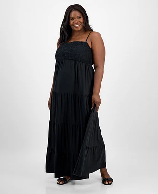 Derek Heart Trendy Plus Embroidered Lace Trim Sleeveless Maxi Dress