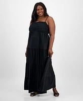 Derek Heart Trendy Plus Embroidered Lace Trim Sleeveless Maxi Dress