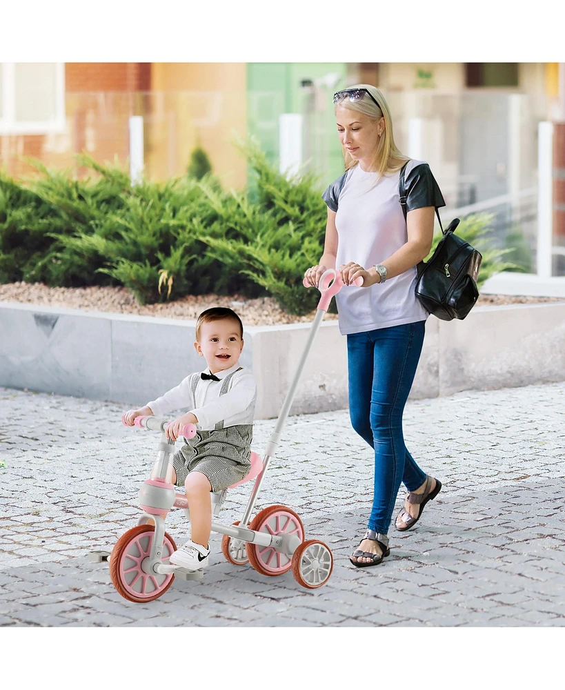 Costway Toddler 4 in 1 Tricycles with Push Handle & Training Wheels Balance Bike