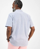 Club Room Men's Short Sleeve Striped Seersucker Button-Front Camp Shirt, Exclusively at Macy's