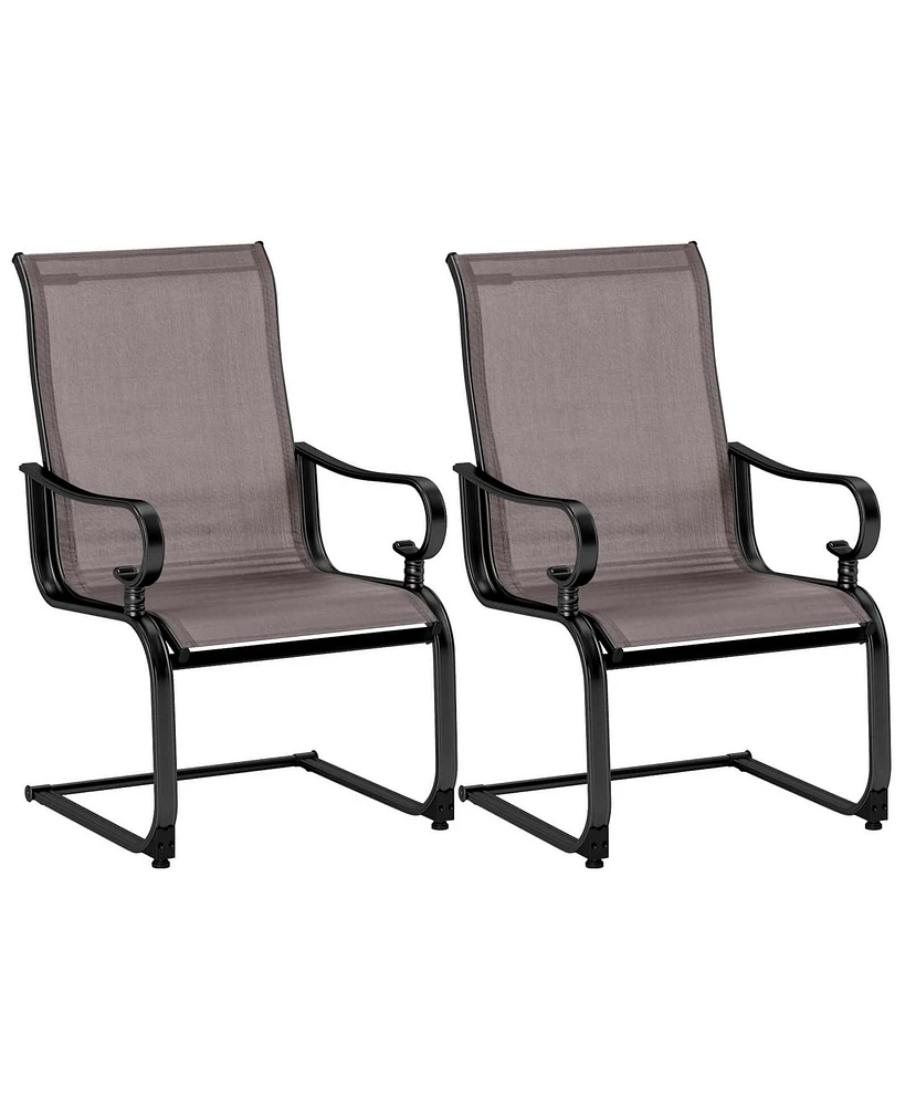 Set of 2 Patio Chairs C-Spring Motion with Quick-drying & Breathable Fabric