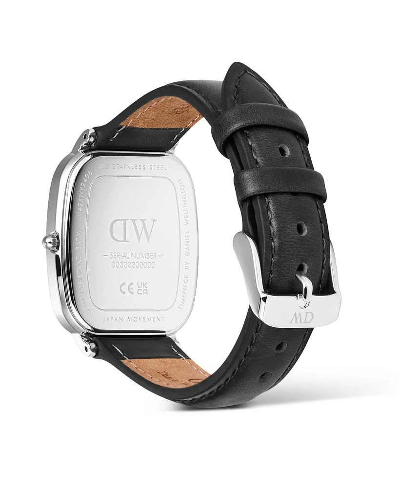 Daniel Wellington Men's Analog Black Genuine Leather Watch, 32mm