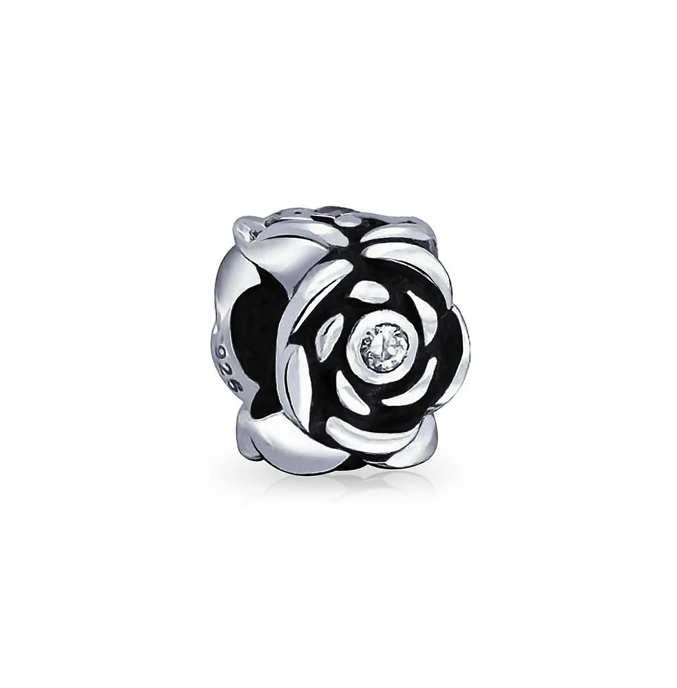 Bling Jewelry Set of 2 Heart Grandma Dangle & Flower Garden Black Rose Charm Bead Sterling Silver