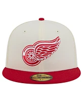 New Era Men's White Detroit Red Wings Chrome Two-Toned 59FIFTY Fitted Hat