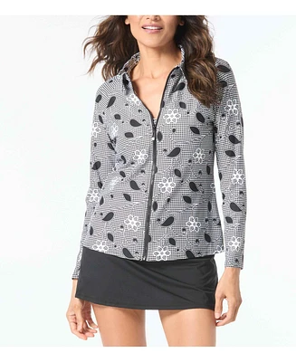 Beach House Women's Swim Zip Front Rash Guard