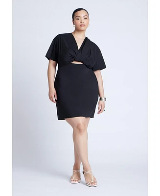 Eloquii Women's Poplin Twist Mini Dress