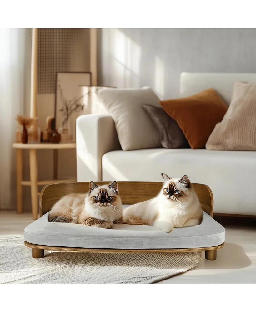 Bingopaw Wooden Bed Stool For Dogs&Cats With Pad