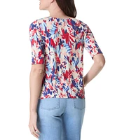 Gloria Vanderbilt Women's Alanis Printed Cuffed-Sleeve T-Shirt
