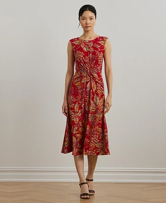 Lauren Ralph Women's Floral Twist-Front Stretch Jersey Dress