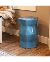 Moderno Geometric Ceramic Decorative Garden Stool - 17.25"