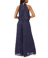 Msk Women's Sleeveless Wide-Leg Sequin Jumpsuit