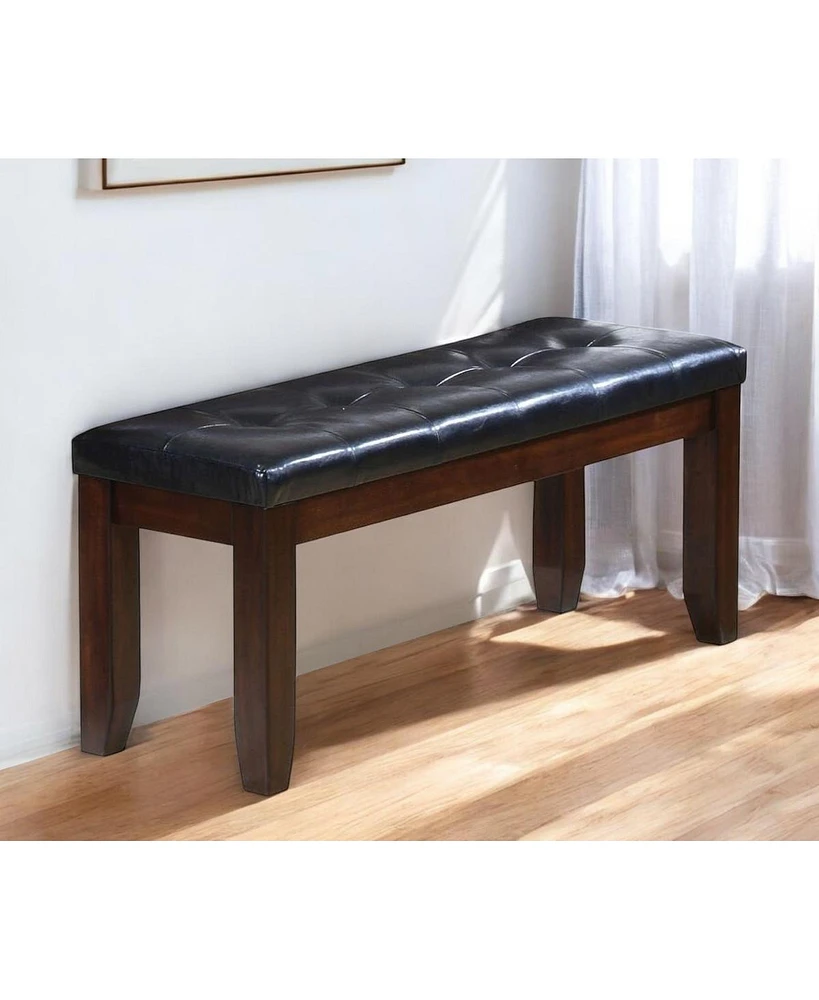 Contemporary Upholstered Faux Leather Bench with Cushion