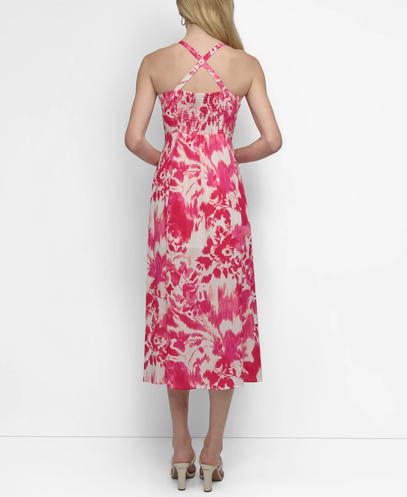 Dkny Women's Bow-front Buckled-strap Midi Dress