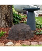 Outdoor Low-Profile Polyresin Landscape Rock Septic Cover with Stakes