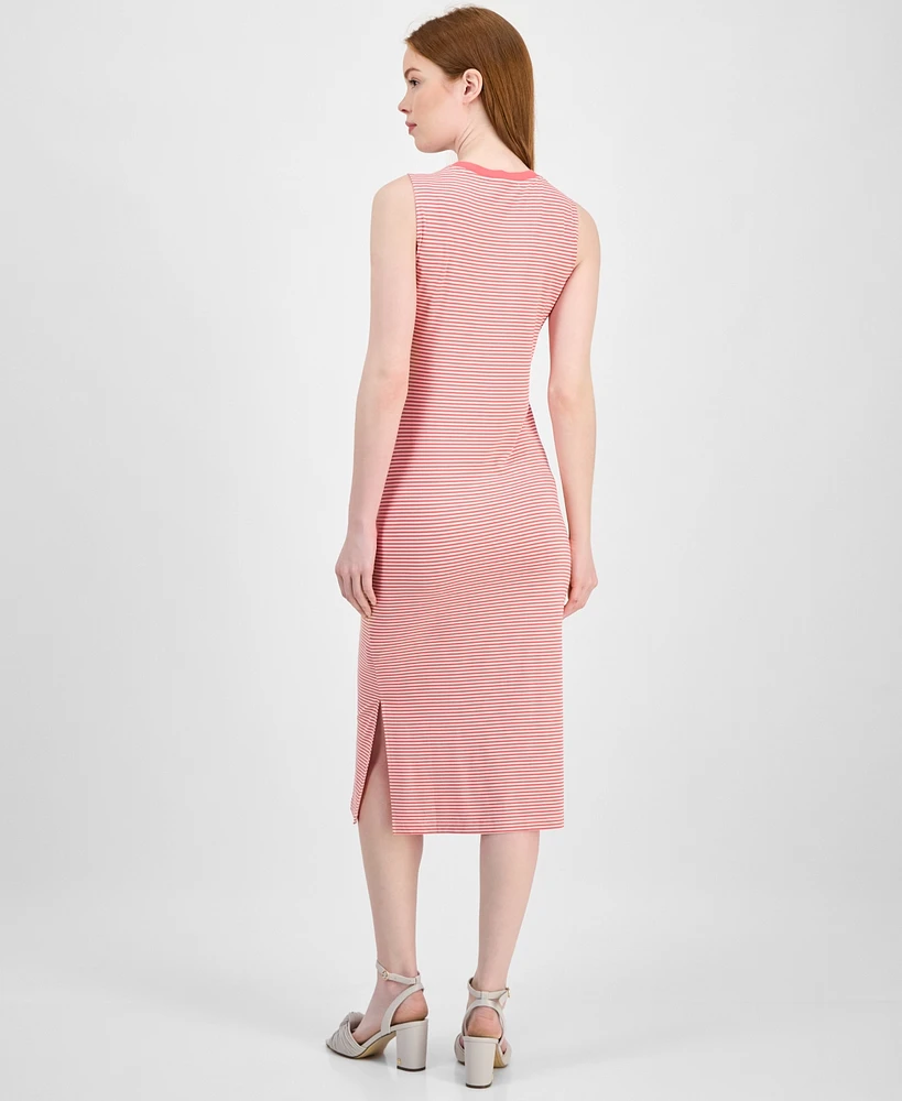 Tommy Hilfiger Women's Striped Crossover Midi Dress