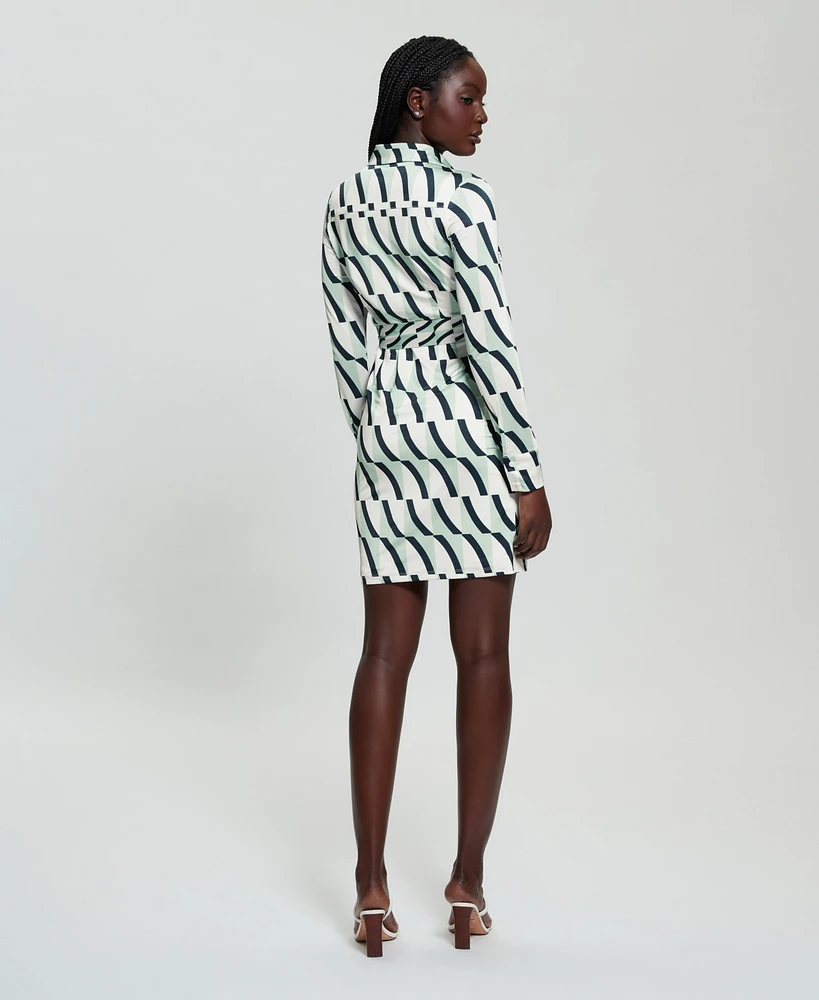 Guess Women's Zora Button-Front Long-Sleeve Dress