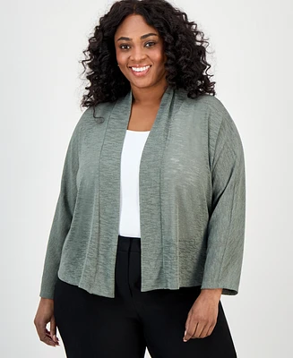 Kasper Women's Long Sleeve Sheer Cardigan Sweater, Plus