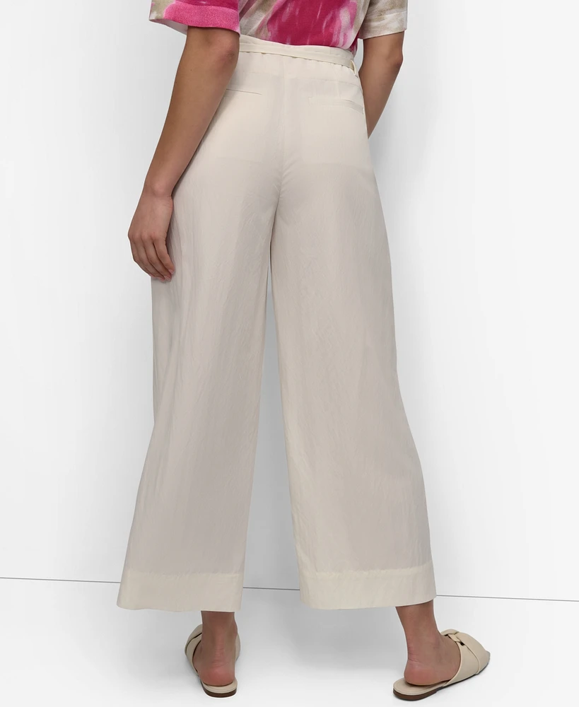 Dkny Women's Belted High Rise Pleated Twill Pants