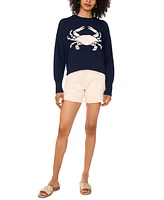 Vince Camuto Women's Cotton Crab Crewneck Relaxed Sweater