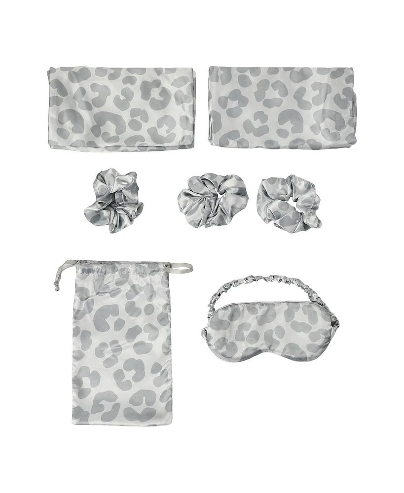 Leopard Spots 5-Pack Pillowcase, Eye Mask, & Scrunchies Set-Standard