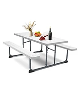 6ft Picnic Table with 2 Benches Heavy-Duty Table for 6-8 Person