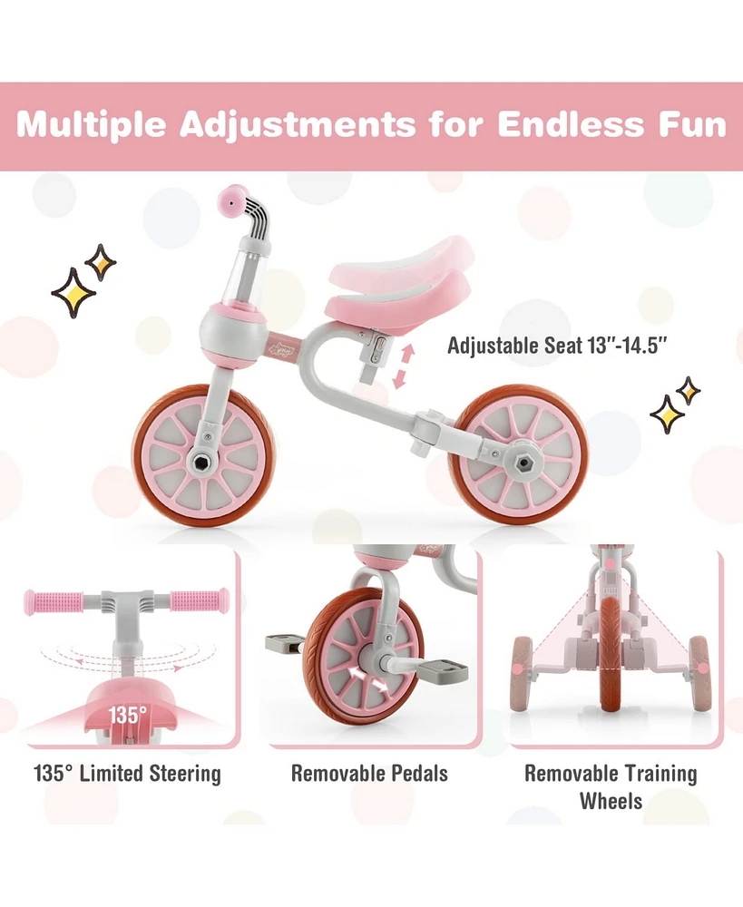 4-in-1 Kids Trike Bike with Adjustable Parent Push Handle and Seat Height
