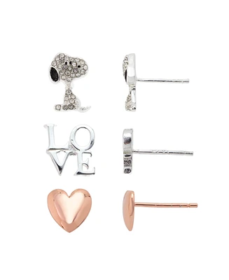 Unwritten Peanuts Crystal Love Snoopy Earring Set