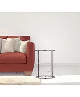 Marble Round End Table with Two Shelves for Living Room or Bedroom