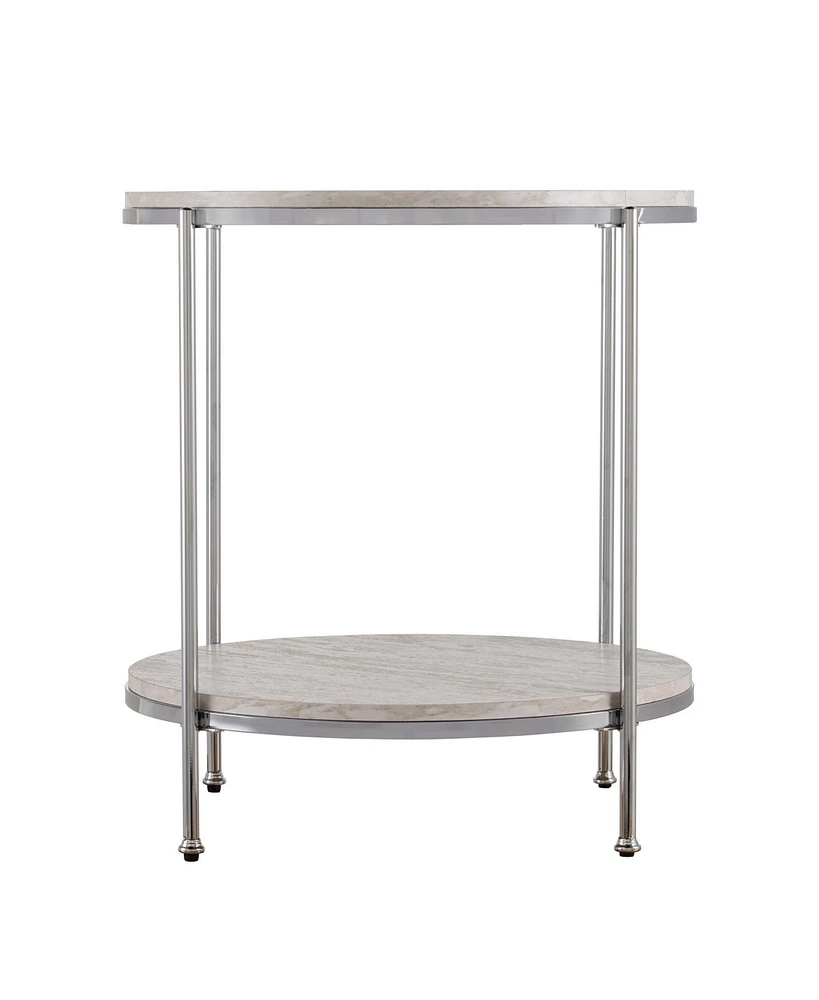 Wood and Iron Rectangular End Table with Shelf for Living Room or Bedroom