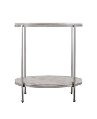 Wood and Iron Rectangular End Table with Shelf for Living Room or Bedroom
