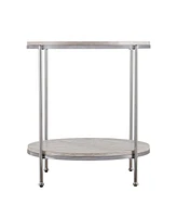 Wood and Iron Rectangular End Table with Shelf for Living Room or Bedroom