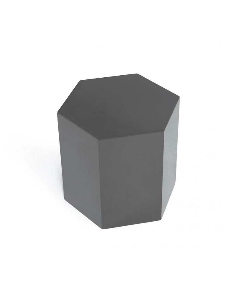 Modern High Gloss Hexagonal End Table for Living Room or Bedroom