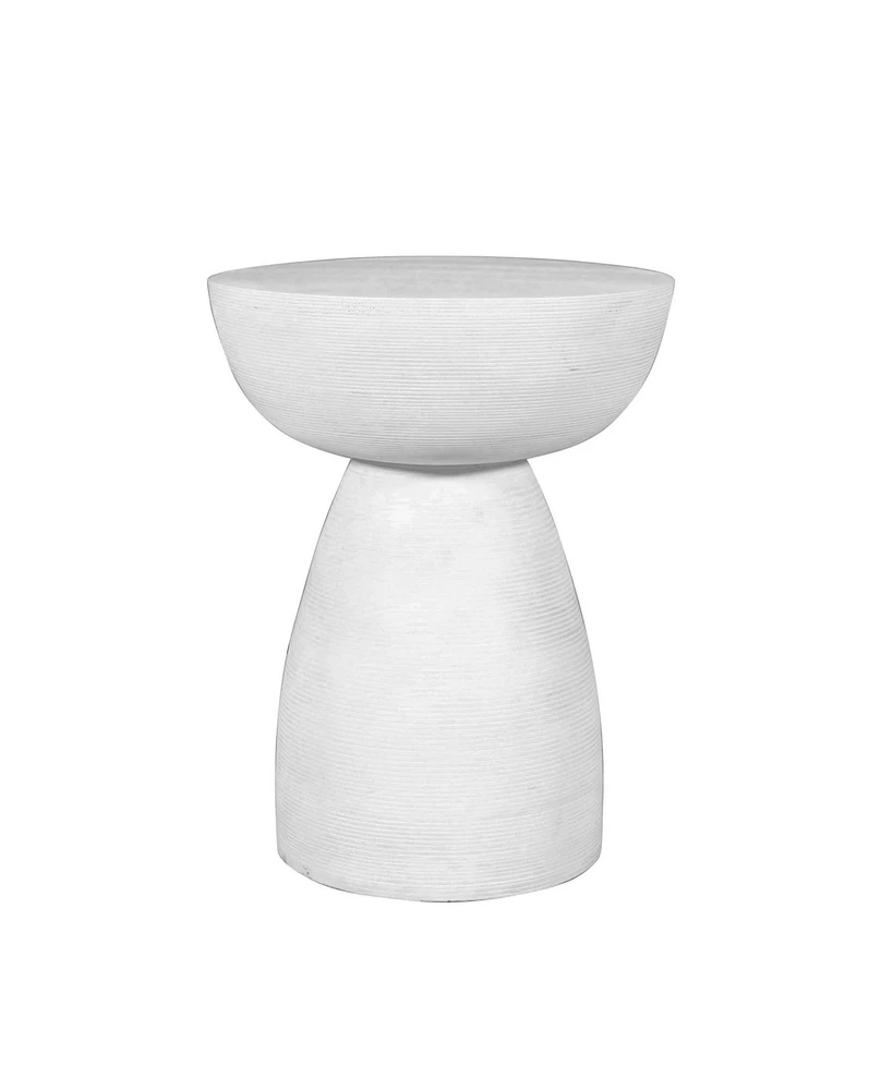 Solid Wood Round End Table – 22" White Distressed Finish for Farmhouse Style