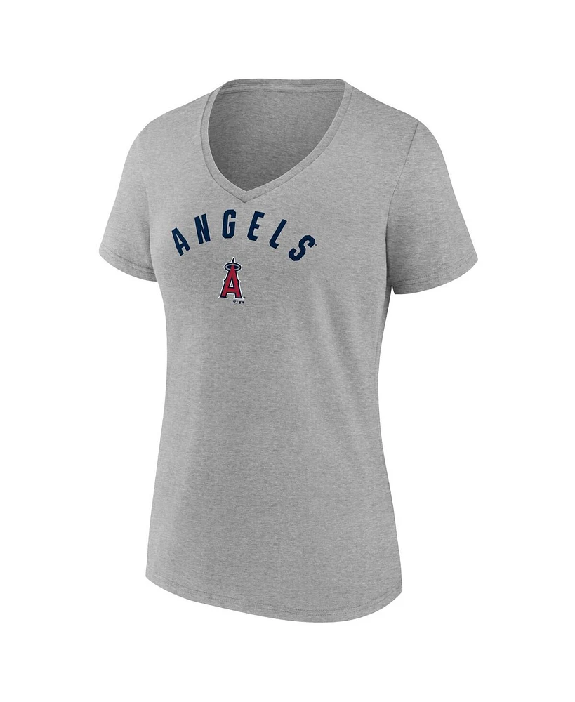 Fanatics Women's Gray Los Angeles Angels V-Neck T-Shirt