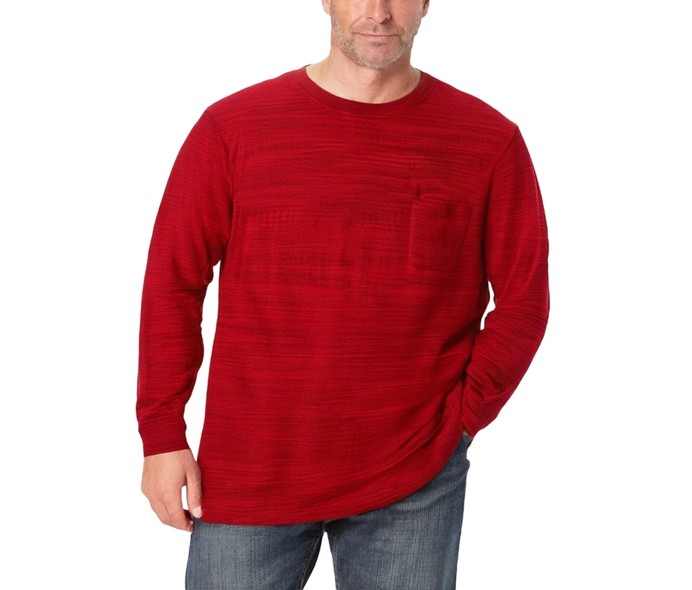 KingSize Big & Tall Shrink-Less Lightweight Longer-Length Long-Sleeve Crewneck Pocket Tee