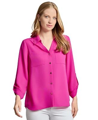Jones New York Women's Jasper Roll-Tab Blouse
