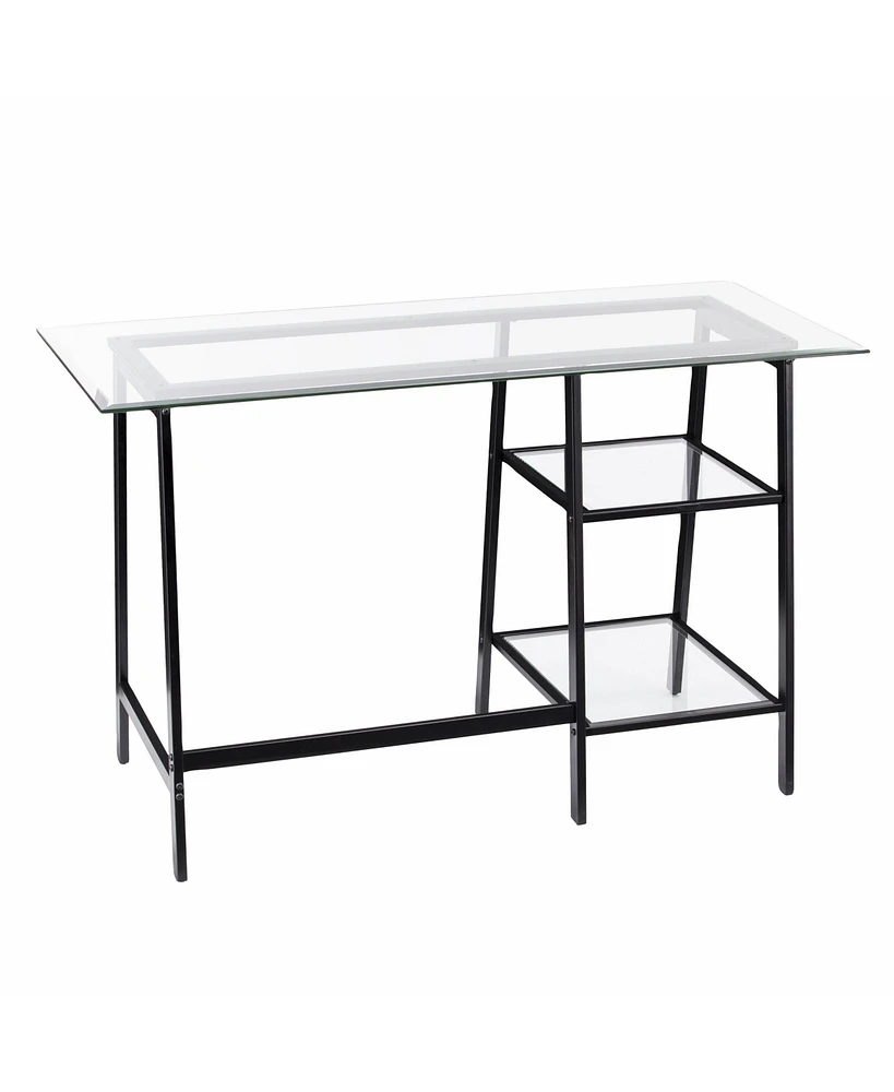 46" Clear and Black Glass Writing Desk