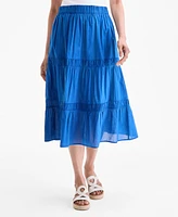 Style & Co Women's Cotton Lace Pull On Tiered Skirt, Exclusively at Macy's