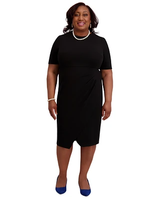 Kasper Women's Short-Sleeve Side Pleated Dress, Regular & Plus Sizes