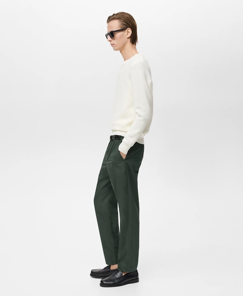 Mango Men's Adjustable Drawstring Cotton Pants
