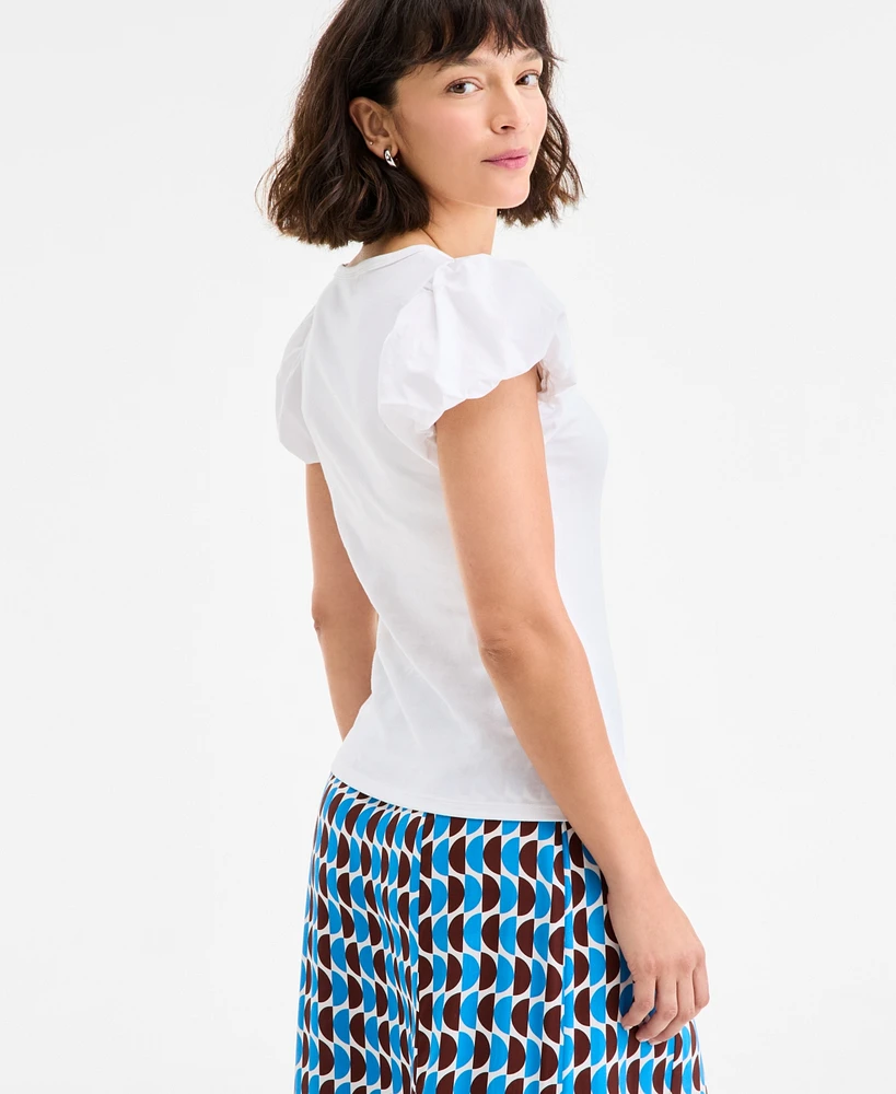 On 34th Women's Balloon-Sleeve Scoop-Neck T-Shirt, Exclusively at Macy's