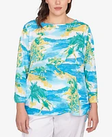 Ruby Rd. Plus Size Paradise Island Crinkle Knit Top