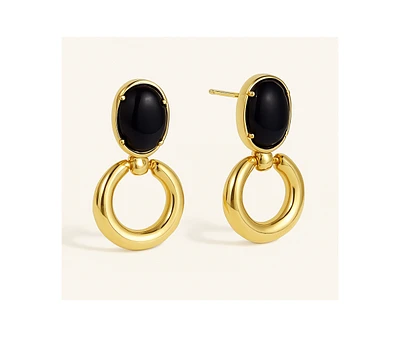 Gigi Black & Gold Drop Earrings