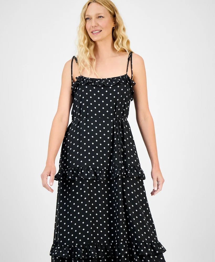 julia jordan Women's Tie-Strap Ruffle-Tier Maxi Dress