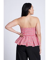 Eloquii Women's Gingham Peplum Top