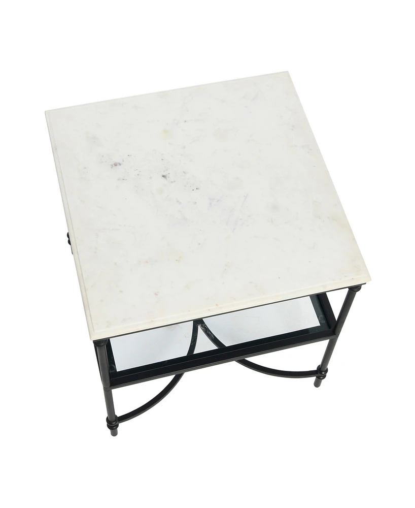 Creative Co-op 24" Marble and Metal Libertine Genuine Ogee Edge Square End Table