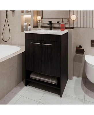 Shell Bathroom Vanity with 2 Doors and Open Storage