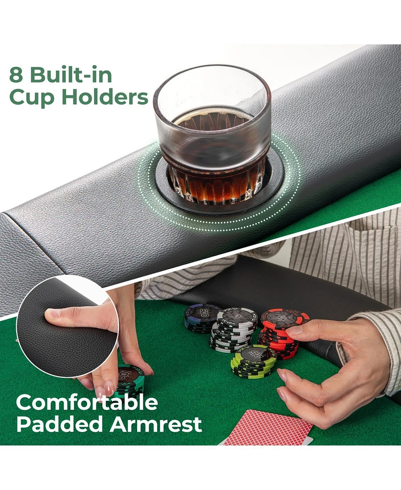 8 Players Texas Holdem Foldable Poker Table